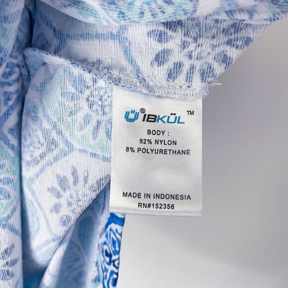 Ibkul Terra Print Sleeveless Ruffle Dress Size XS Seafoam Blue Mandala UPF 50+ - Picture 11 of 12